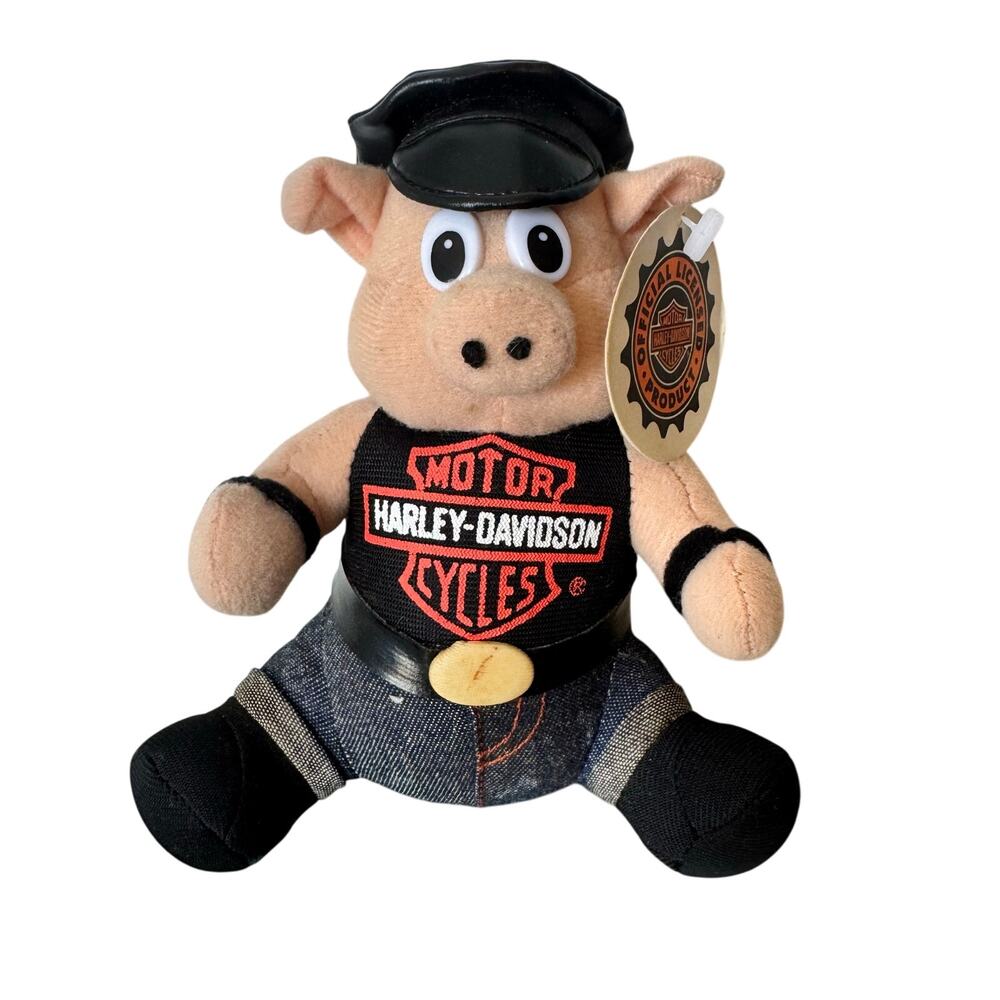 Vintage Harley Davidson Pig Plush 1998 Biker New With Tags Gift 6" Stuffed Toy